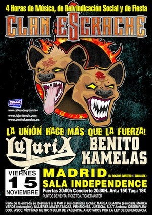 Clan Escrache: cambio de sala en Madrid